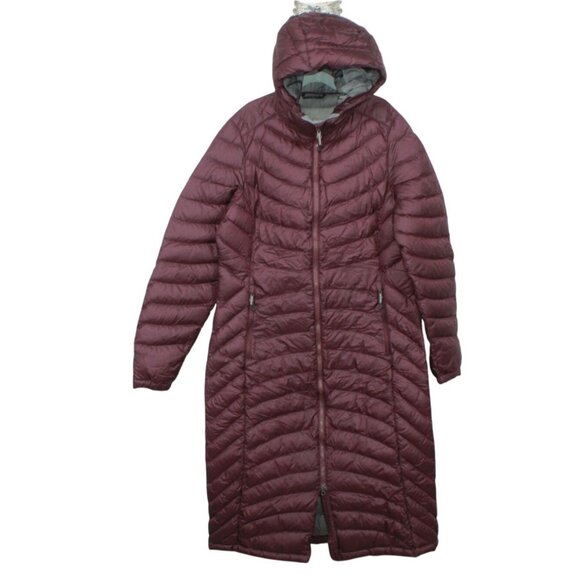 LL Bean Ultralight 850 Down Coat Long Dark Plum Size XS - Picture 1 of 12